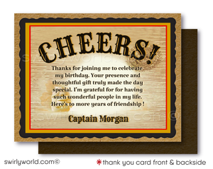 Captain Morgan Rum Bottle Label Design 50th Birthday Invitation Birthday Party Printed Invitations for Guys Men