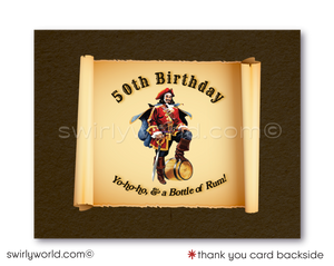 Captain Morgan Rum Bottle Label Design 50th Birthday Invitation Birthday Party Printed Invitations for Guys Men