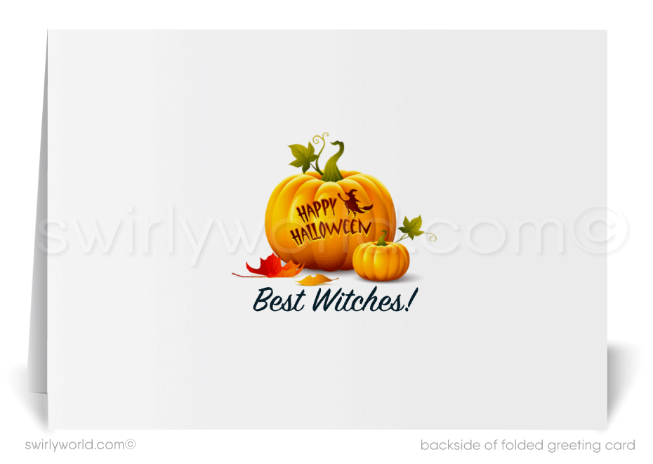 Realtor in Witch Costume Haunted House Client Printed Halloween Cards for Real Estate 
