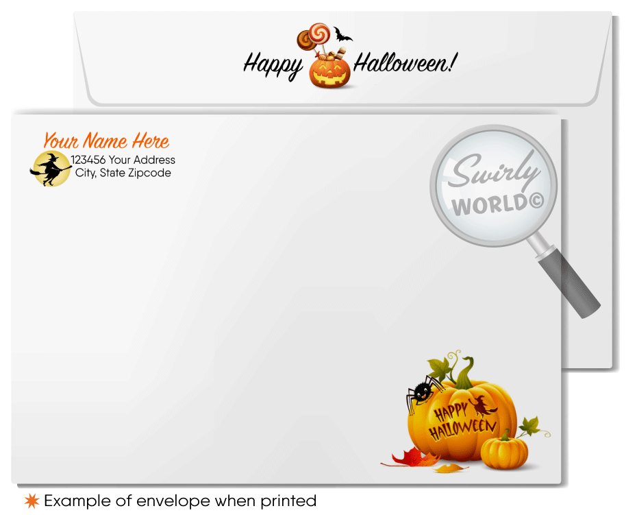 Realtor in Witch Costume Haunted House Client Printed Halloween Cards for Real Estate 