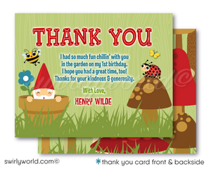 Step into enchantment with our Exclusive Garden Gnome Theme Birthday Invitation Set! 🌿🎉 Perfect for your child's first birthday BBQ, featuring whimsical gnome, mushrooms, and forest backdrop. Digital download includes invites, thank you cards, and envelopes. Easily customizable for a magical celebration! ✨🍄