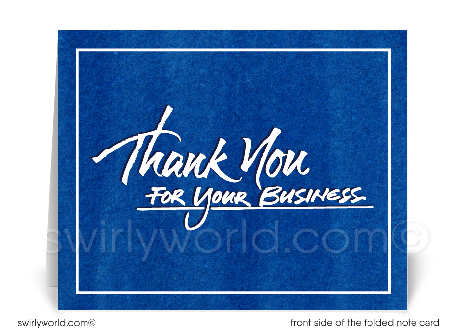 Corporate Blue Customer Thank You Note Cards