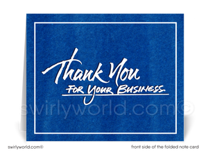 Corporate Blue Customer Thank You Note Cards