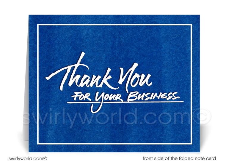 Corporate Blue Customer Thank You Note Cards