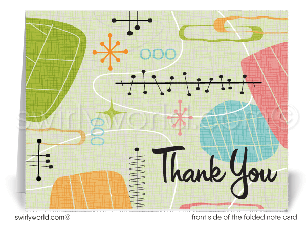 Retro Atomic Mid-Century Modern Design Thank You Note Cards for Realtors, Architects, Designers.