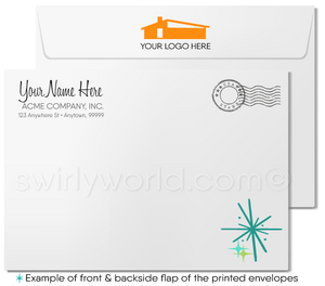 Atomic Retro Mid-Century Modern Pattern Thank You Note Cards