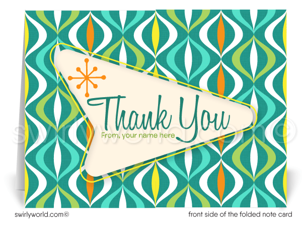 Retro Atomic Mid-Century Modern Design Thank You Note Cards for Realtors, Architects, Designers.