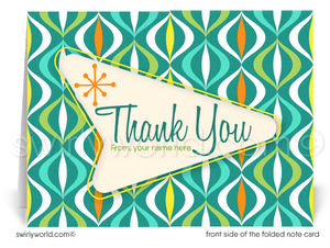 Retro Atomic Mid-Century Modern Design Thank You Note Cards for Realtors, Architects, Designers.