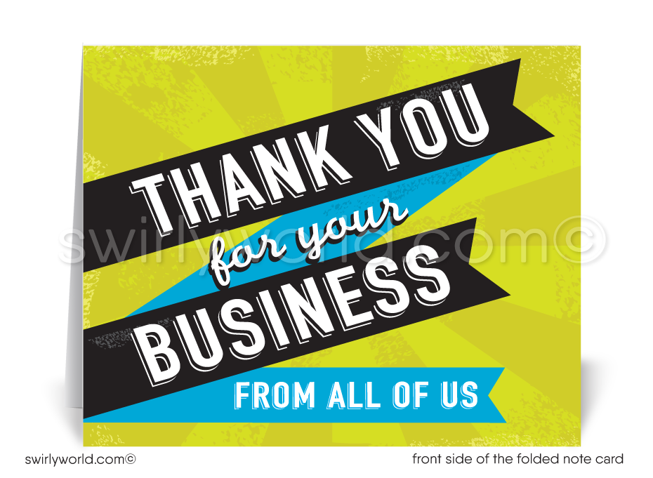 Business Retro Modern Thank You Cards for Clients