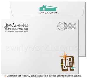 Retro Atomic Mid-Century Modern Tiki Pattern Thank You Note Cards