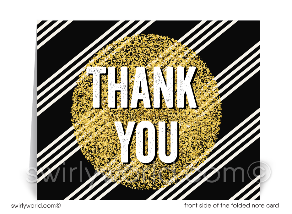 Black and Gold Client Thank You Cards for Business