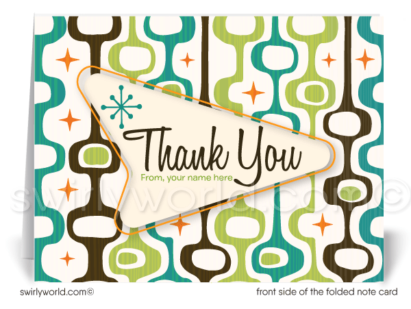 Retro Atomic Mid-Century Modern Design Thank You Note Cards for Realtors, Architects, Designers.