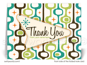 Retro Atomic Mid-Century Modern Design Thank You Note Cards for Realtors, Architects, Designers.