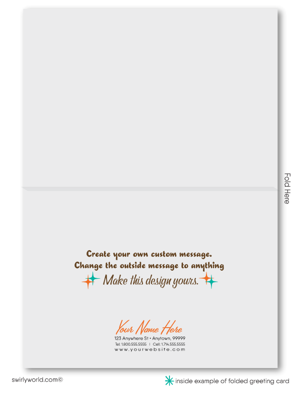 1960's Atomic Retro Modern Mid-Century Starburst Design Thank You Note Cards