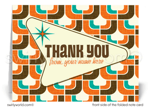 1960's Atomic Retro Modern Mid-Century Starburst Design Thank You Note Cards