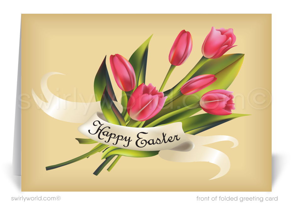 Vintage Tulips Spring Happy Easter Greeting Cards
