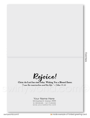 Christian Cross Religious He is Risen Blessed Happy Easter Greeting Cards