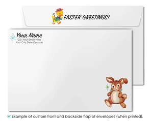 1940s-1950s mid-century retro vintage kitschy kitsch cute bunny rabbit with flowers Spring happy Easter greeting cards