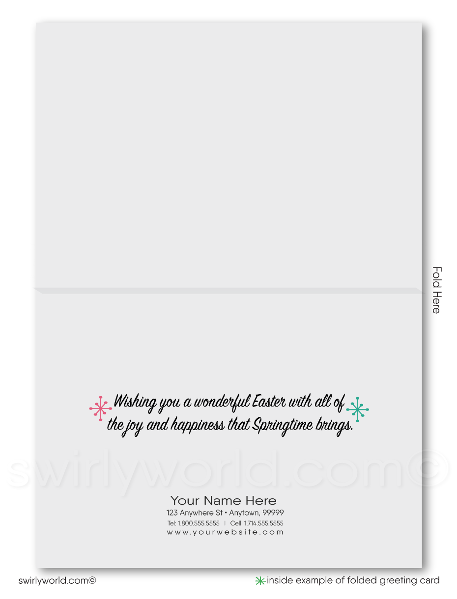 Retro modern vintage style happy Easter Springtime greeting cards for business professionals.