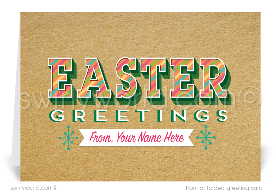 Retro modern vintage style happy Easter Springtime greeting cards for business professionals.