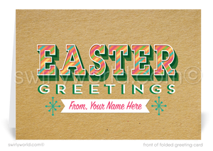 Retro modern vintage style happy Easter Springtime greeting cards for business professionals.