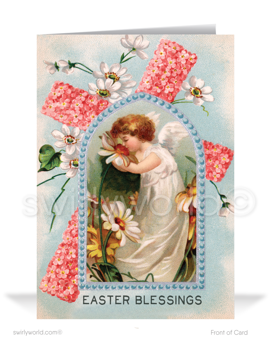 1920s-1930s Victorian art deco retro vintage religious Christian sweet angel resurrection day happy Easter greeting cards.