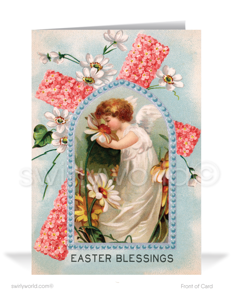 1920s-1930s Victorian art deco retro vintage religious Christian sweet angel resurrection day happy Easter greeting cards.