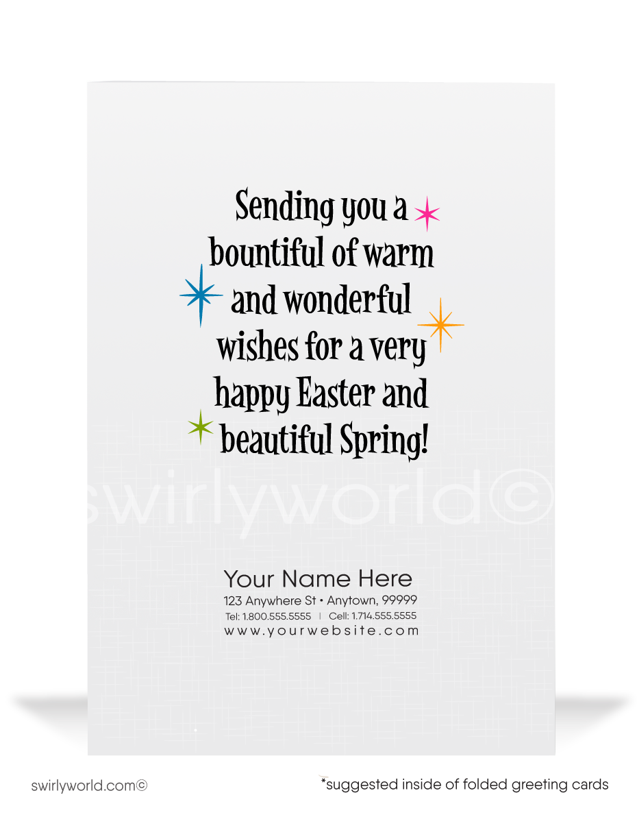 Cute Business Easter Bunny Greeting Cards for Customers. Funny bunny Happy Easter greeting cards for business professionals.