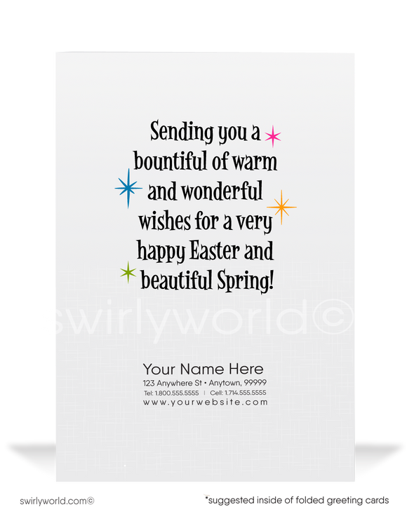 Cute Business Easter Bunny Greeting Cards for Customers. Funny bunny Happy Easter greeting cards for business professionals.