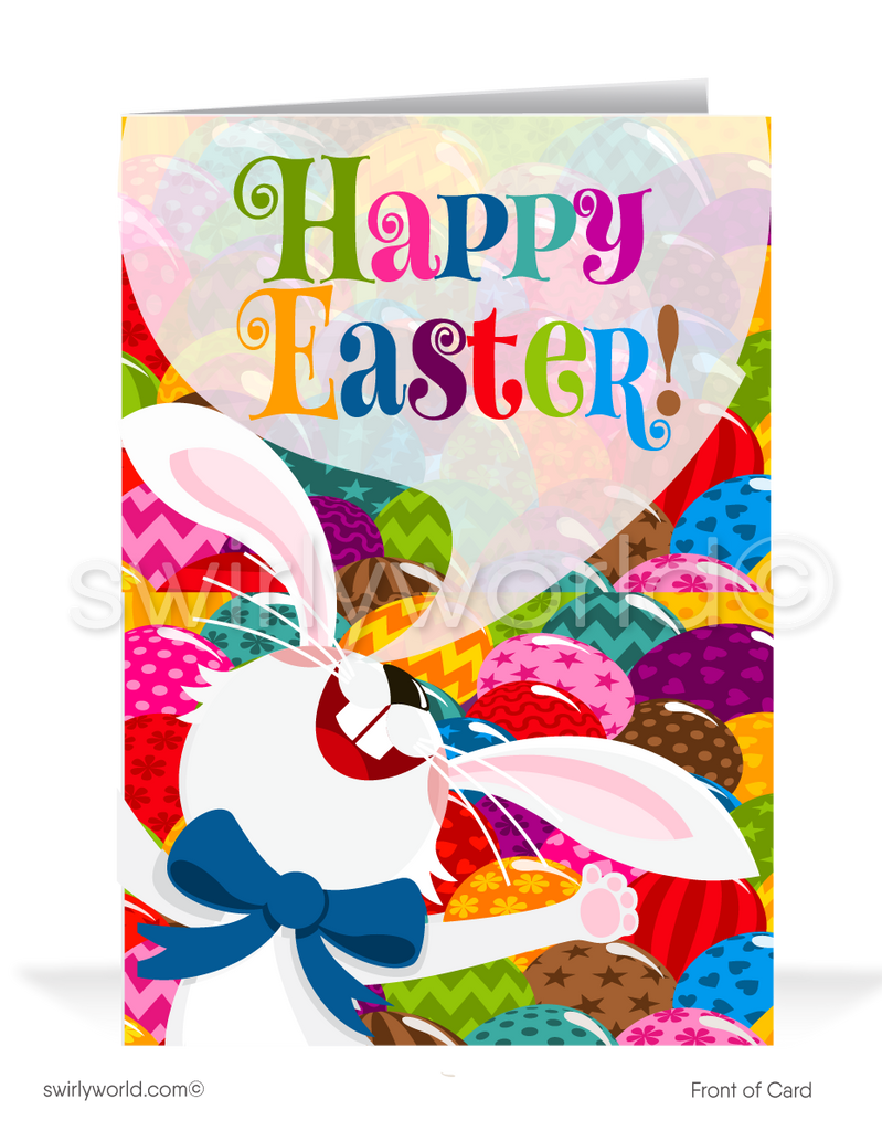 Cute Business Easter Bunny Greeting Cards for Customers. Funny bunny Happy Easter greeting cards for business professionals.