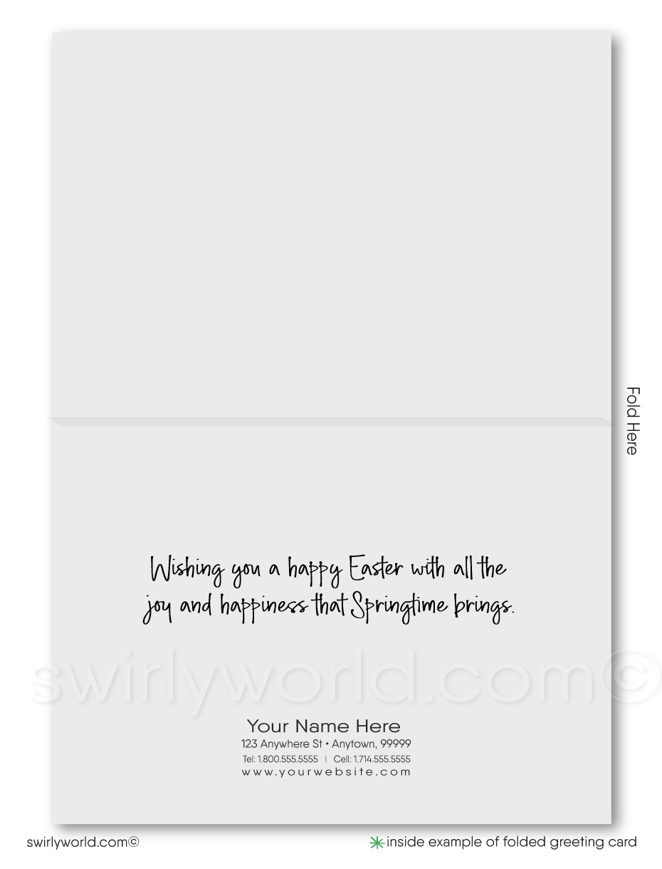 Beautifully colored decorated eggs happy Easter Springtime greeting cards for business professionals.