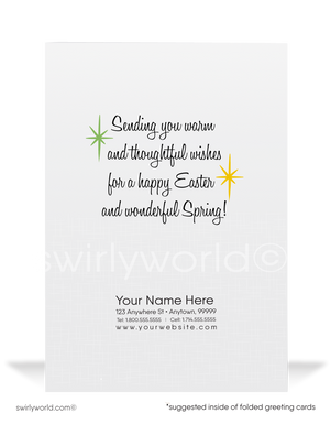 1940s-1950s mid-century retro vintage kitschy kitsch cute baby chicks with basket Spring happy Easter greeting cards.