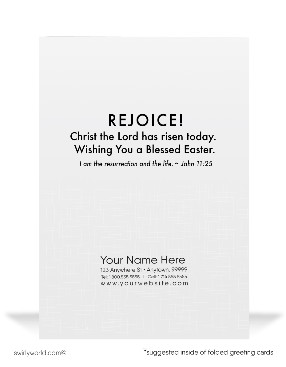 Modern three crosses He is Risen resurrection holy Catholic Christian religious blessed happy Easter cards.