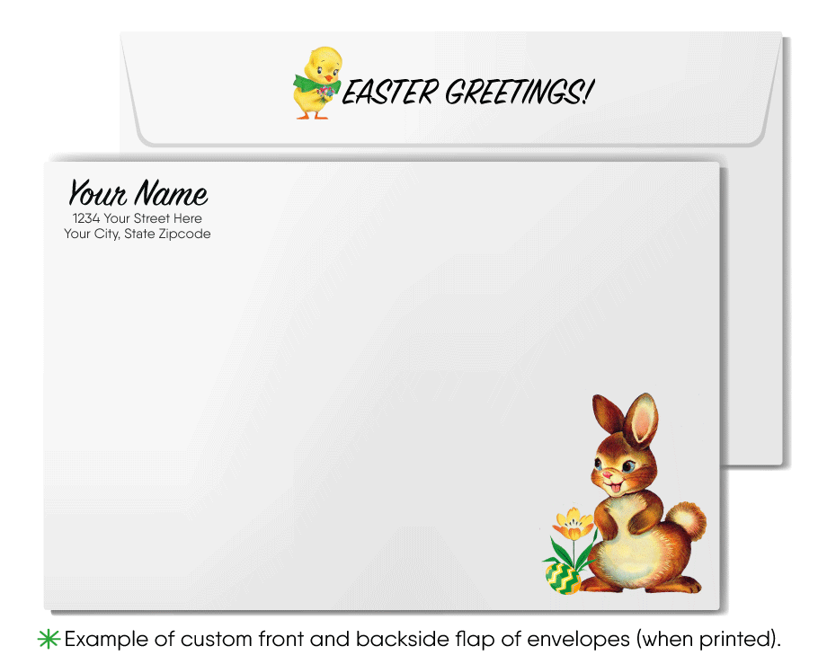 1950s-1960s mid-century retro vintage atomic kitschy kitsch bunny rabbit starburst Spring happy Easter greeting cards.