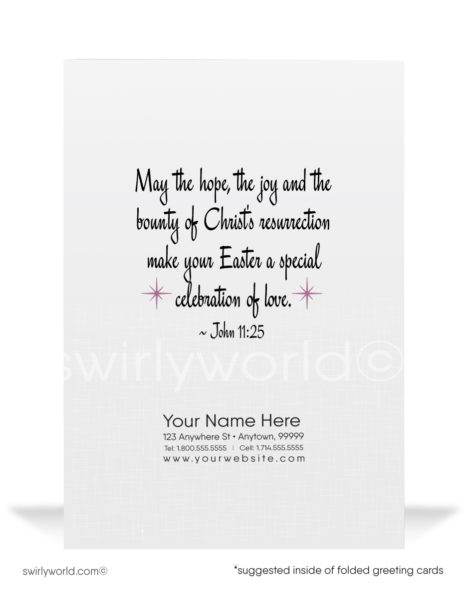 1950s-1960s mid-century retro vintage religious Christian Jesus resurrection day happy Easter greeting cards.