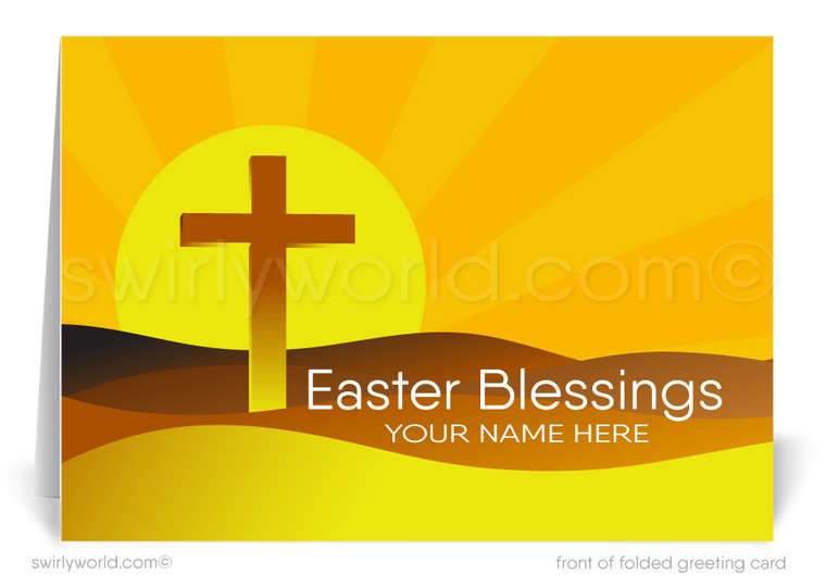 Beautiful modern contemporary Christian Catholic religious cross resurrection Jesus blessed happy Easter greeting cards.