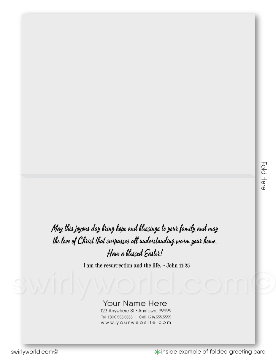 Modern contemporary religious cross stained glass Christian Catholic happy Easter Springtime greeting cards.