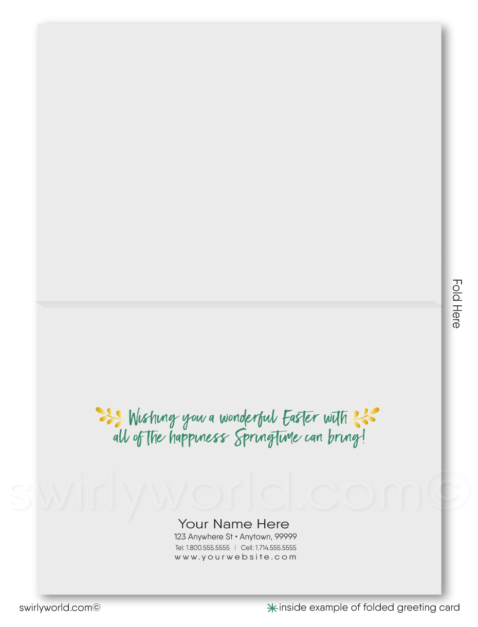 Beautiful watercolor garden Springtime colorful happy Easter Spring greeting cards.