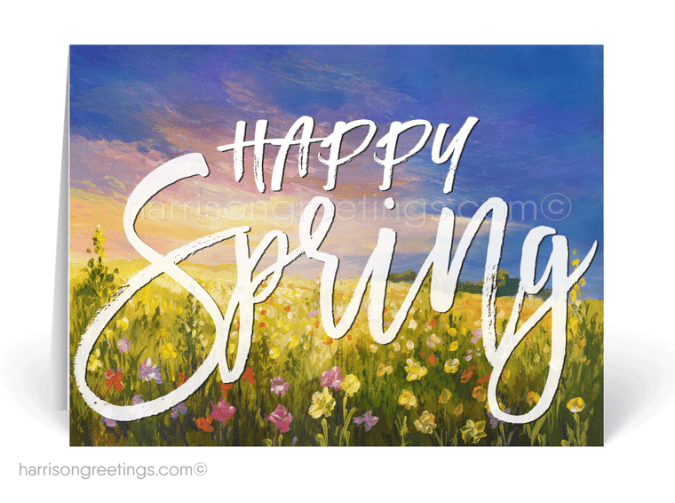 Happy Spring Watercolor Greeting Cards for Clients