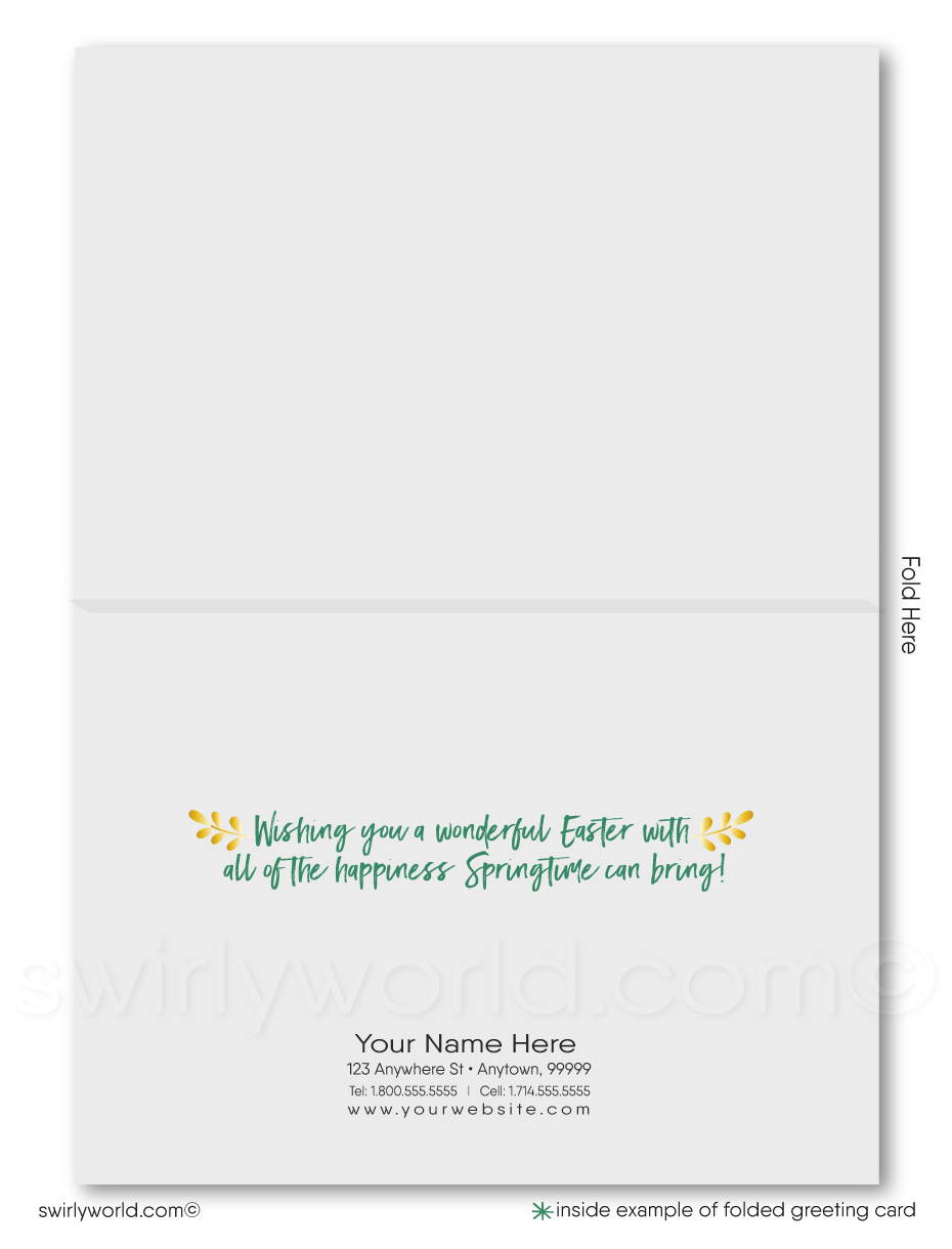 Business corporate happy Easter cards for customers. Beautiful Gold Corporate Professional Business Happy Easter Cards