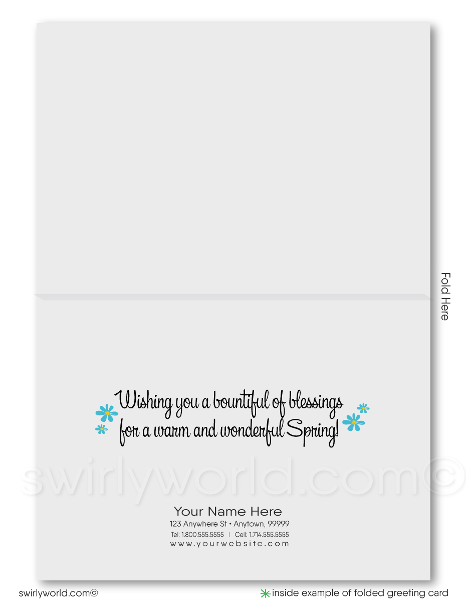 Cute Easter basket with colored decorated eggs Springtime bunny happy Easter greeting cards for business.