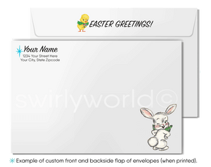 1950s-1960s atomic mid-century retro vintage kitschy kitsch cute bunny rabbit with flowers Spring happy Easter greeting cards.