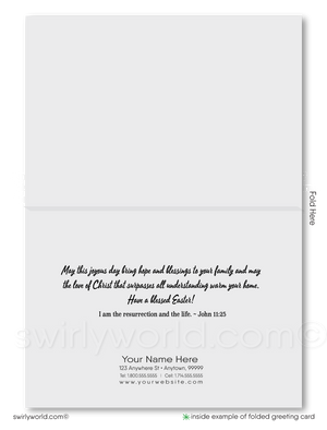 He Is Risen Beautiful Religious Cross Christian Catholic Happy Easter Service Cards