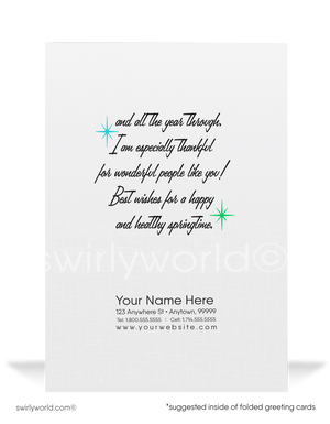 1950s-1960s mid-century retro vintage atomic kitschy kitsch bunny rabbit starburst Spring happy Easter greeting cards.