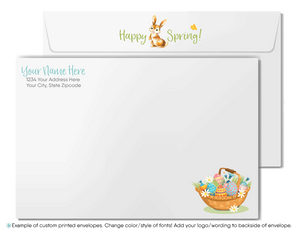 Retro Easter Greeting Card – Whimsical Basket House, Painted Eggs & Custom Realtor Sign