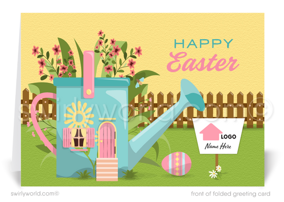 Cute Realtor Happy Spring Easter Greeting Cards for Clients. Real Estate Agent happy Easter spring cards for clients.