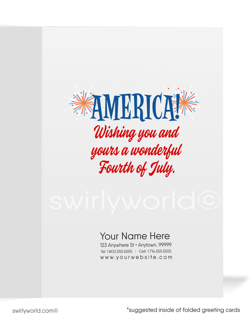 Patriotic American Woman Wishing a Happy Independence Day 4th of July Card