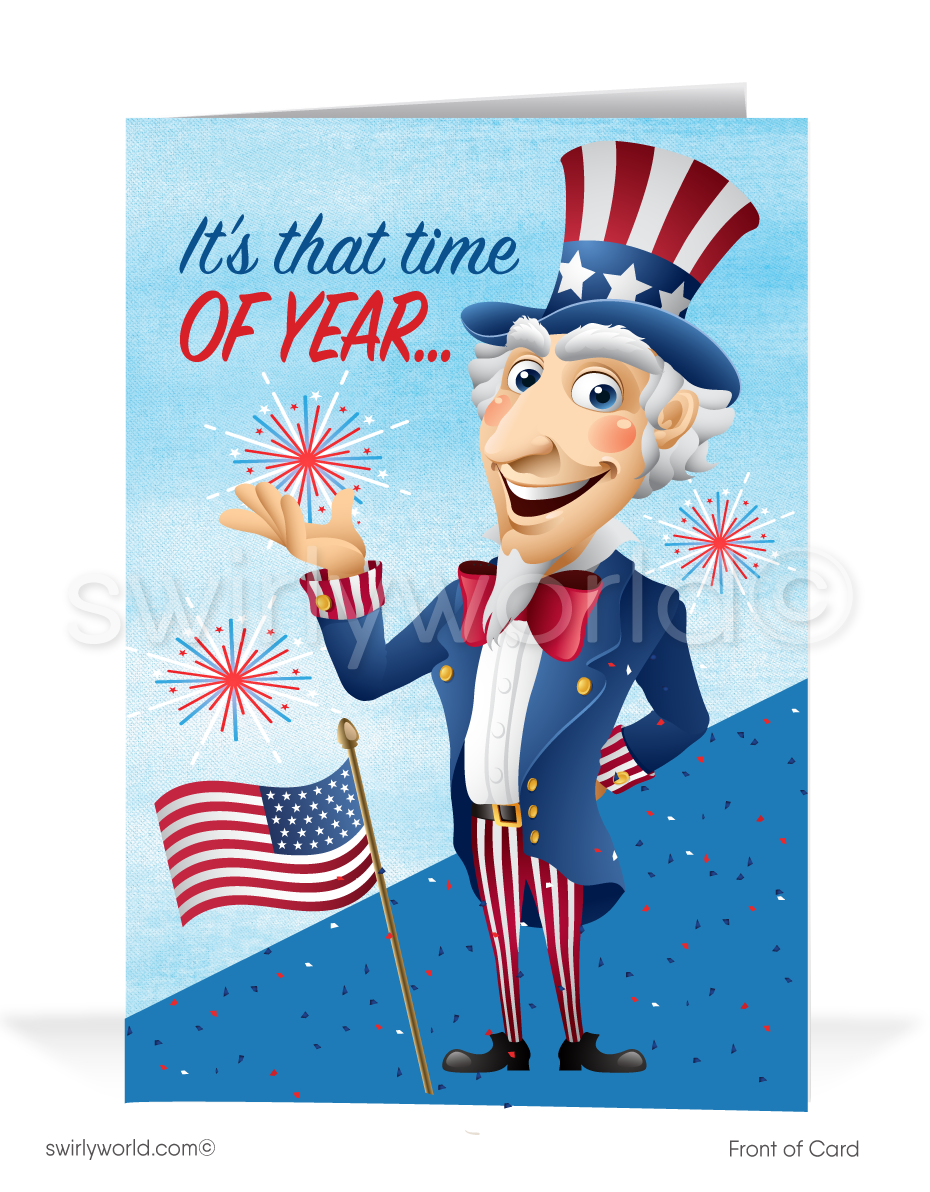 American "Uncle Sam" Patriotic Happy 4th of July Independence Day Greeting Cards