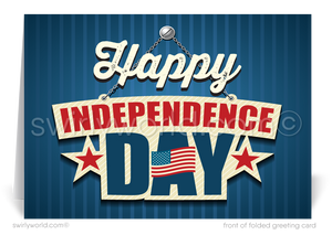 Patriotic American flag star red, white, and blue celebrating Independence Day; happy 4th of July greeting cards.