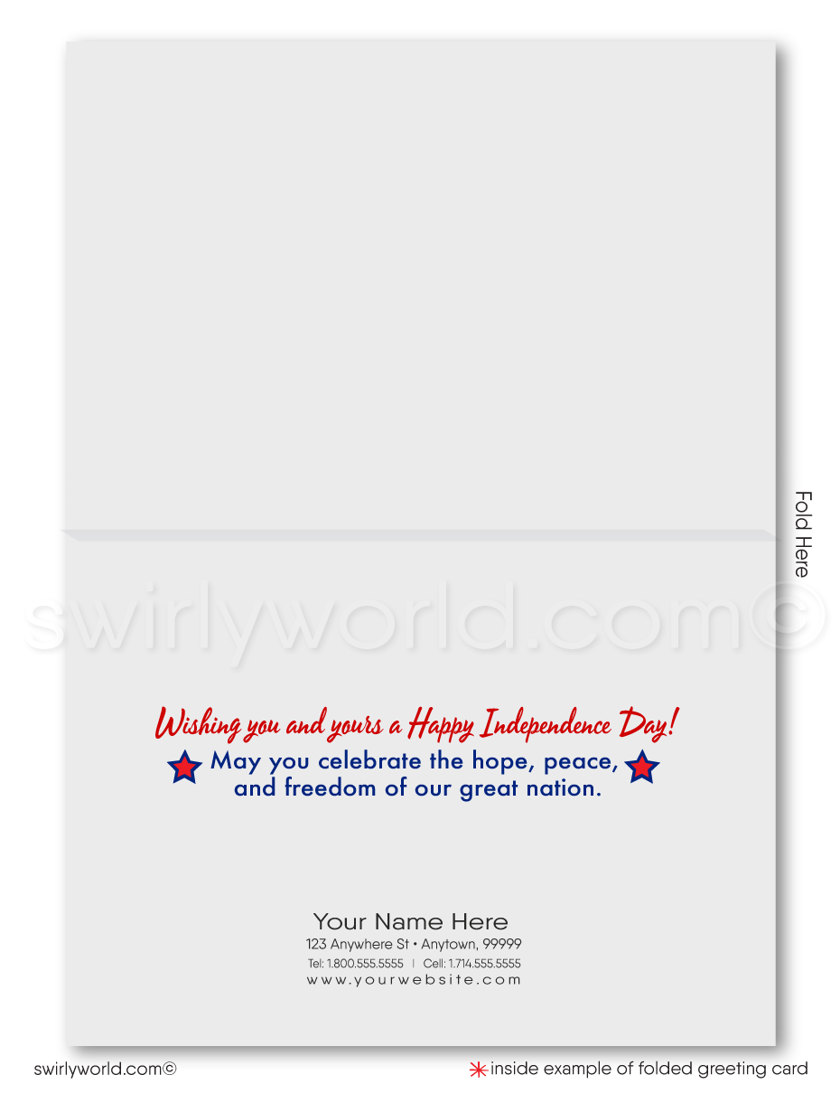 Patriotic American flag star red, white, and blue celebrating Independence Day; happy 4th of July greeting cards.